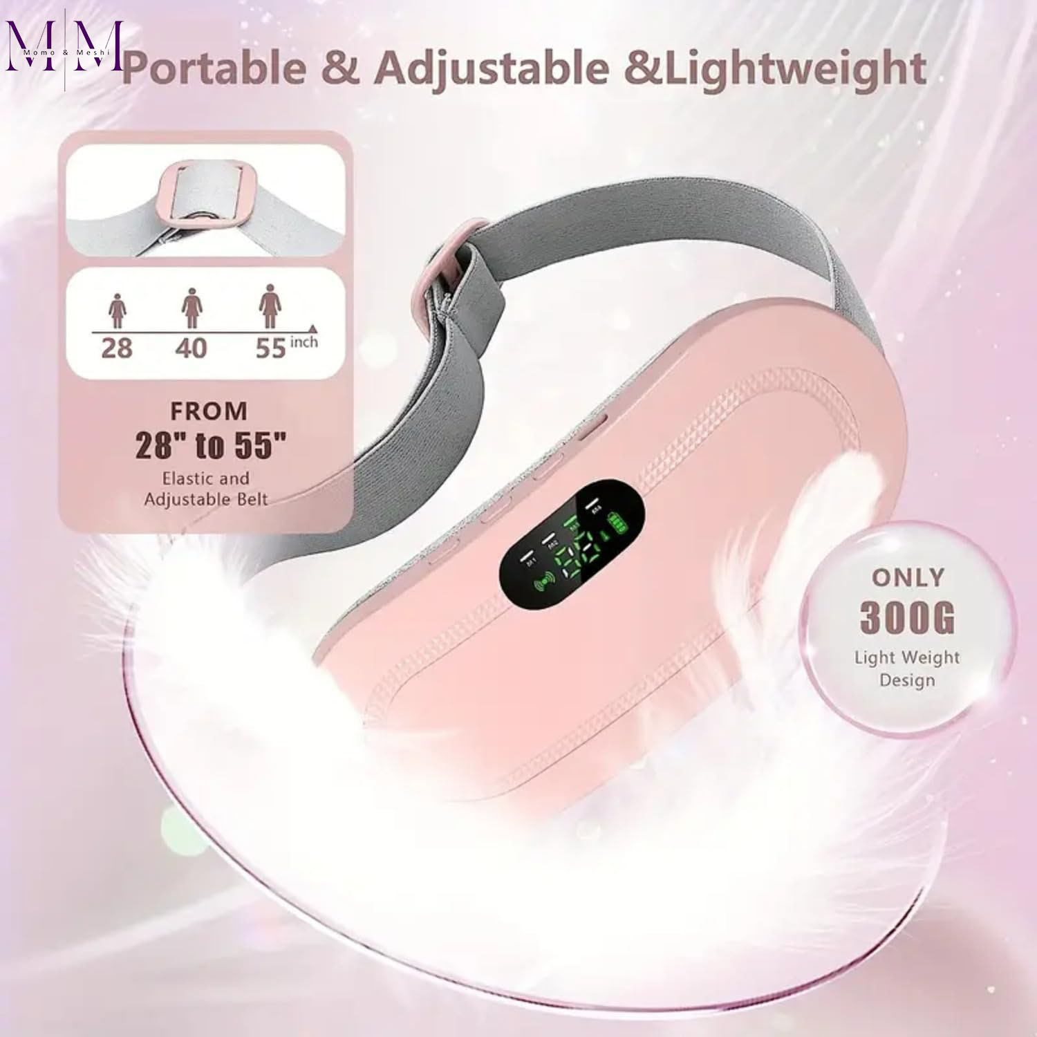 Period Cramp Relief Belt - Electric Heating Pad for Menstrual Pain with 3 Heat Levels and 4 Vibrating Massage Modes for Fast Period Pain Relief - Effective Stomach and Abdominal Comfort